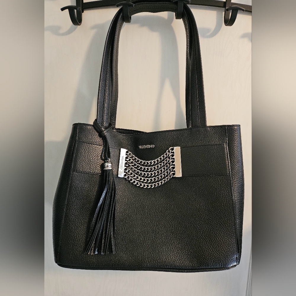 Valentino By Mario Valentino Black Leather Tote Bag - Picture 3 of 14
